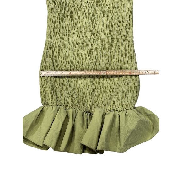 Off-Shoulder Ruffled Smocked Green Mini Dress By Shein XS - Picture 6 of 8
